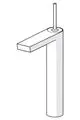 Einhebelmischer in minimalistischer Form mit rechteckigem Auslauf und runder Steuerung. Aus Chrom, designed von HANSA für den Einsatz an Waschtischen.
